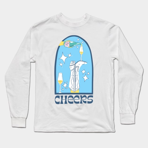 Cheers, Cowgirl Long Sleeve T-Shirt by Taylor Thompson Art